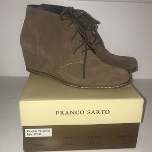 FRANCO SARTO Achen Suede Wedge Booties, size 7